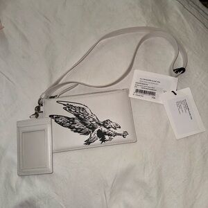 White Lanvin Clutch with Eagle Print NWT